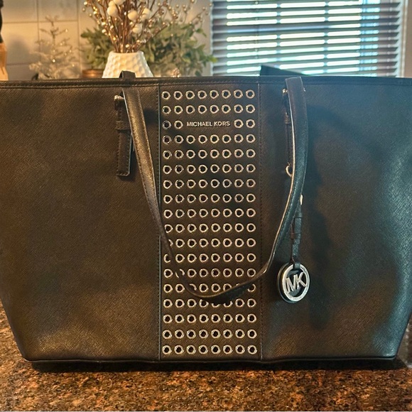 Michael Kors Black Studded Tote Bag - Picture 2 of 6